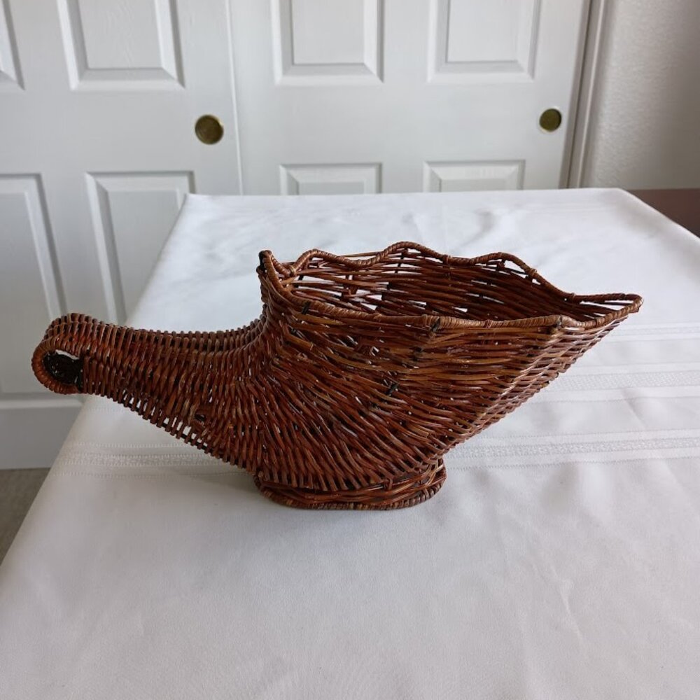 Vintage Wicker Cornucopia Basket